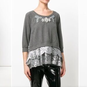Antonio Marras Embellished Lace Trim Sweater